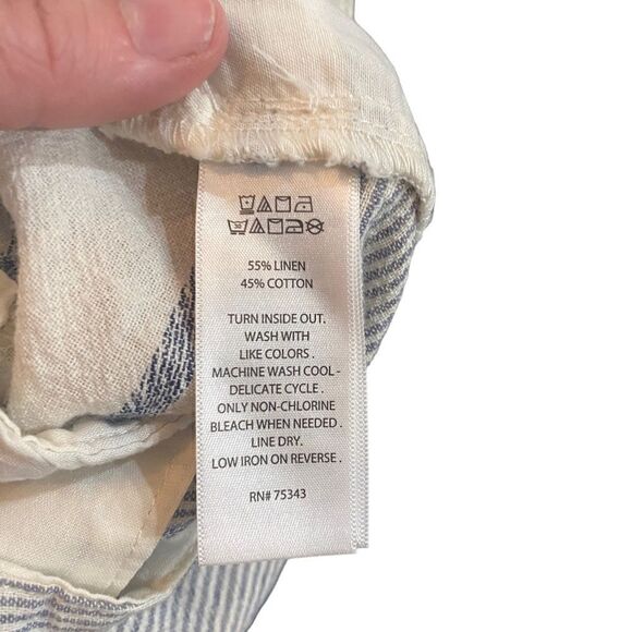 Artisan NY shorts blue white striped size 4 linen blend pockets - Picture 4 of 6